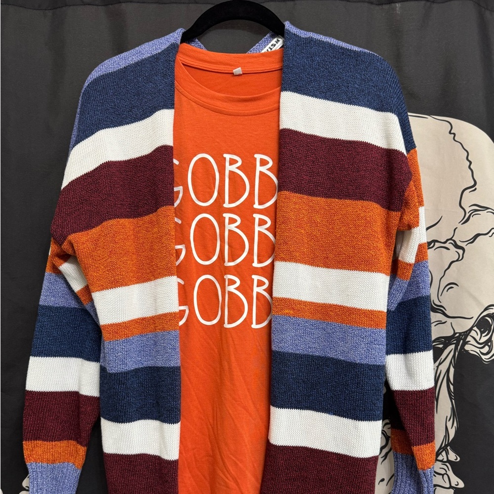 Striped Open-Front Cardigan Sweater - Multicolor